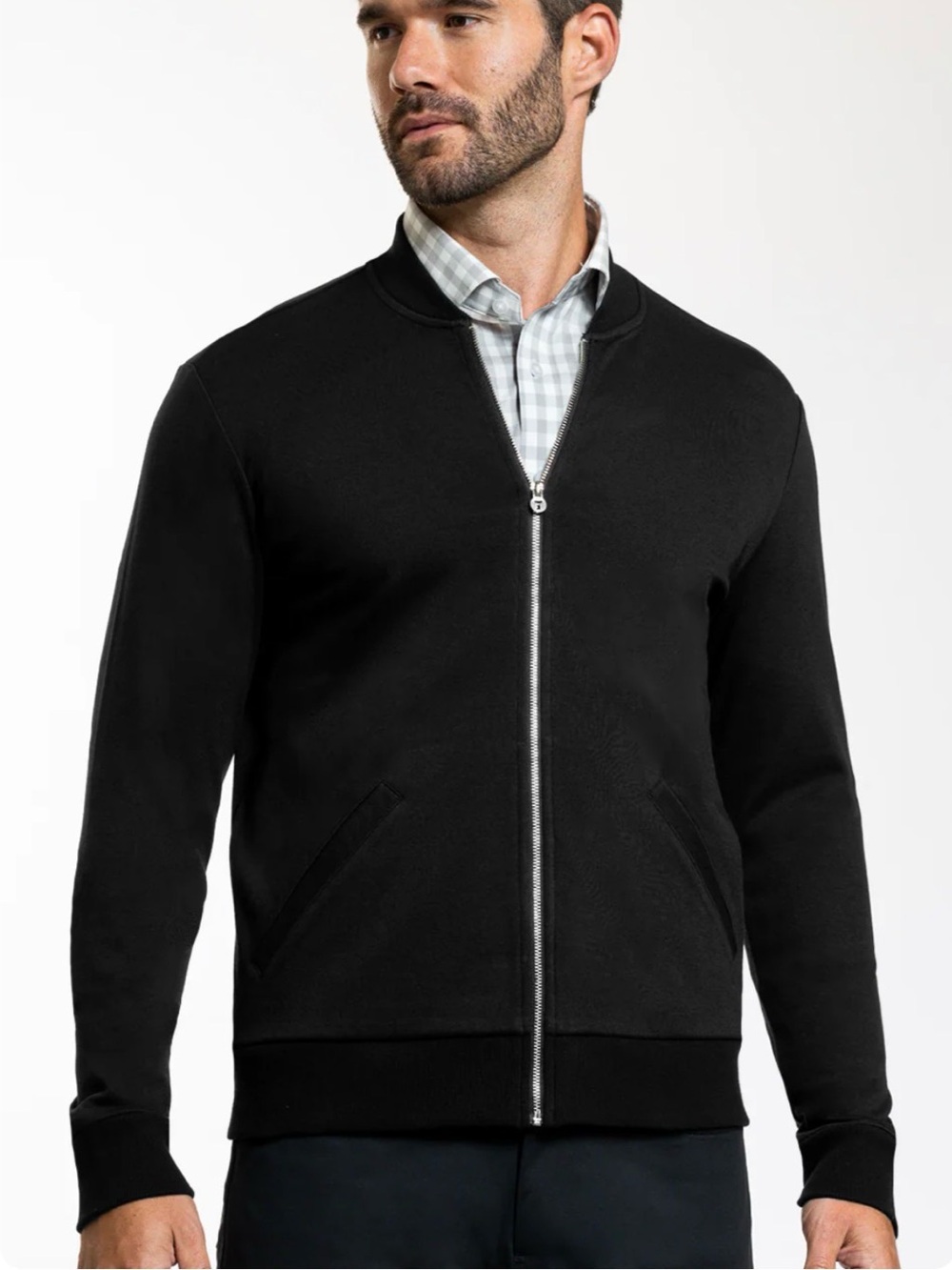 Twillory Men's Full-Zip Performance Bomber Sweater Black L